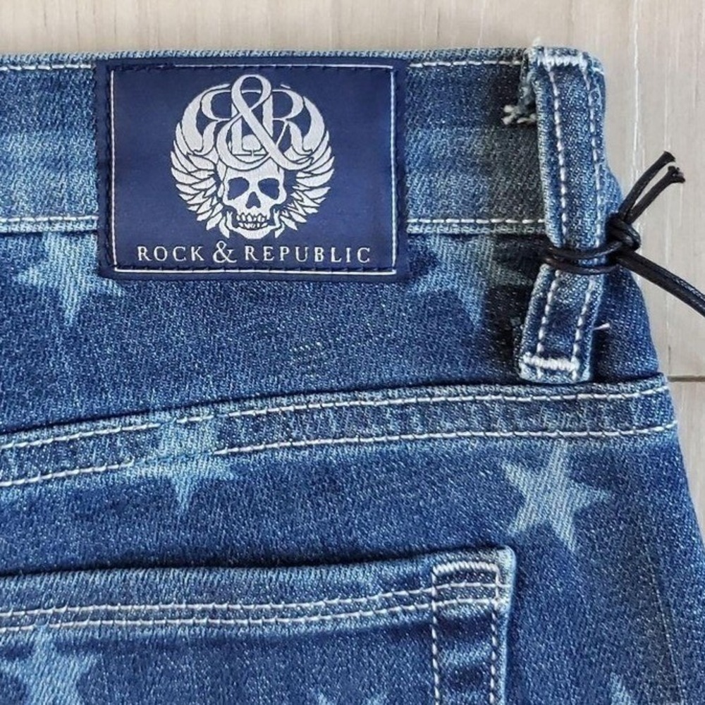 Rock & Republic Lolita Shorts Womens 10 Stars Stripes USA Flag Fringe Summer - Picture 5 of 8